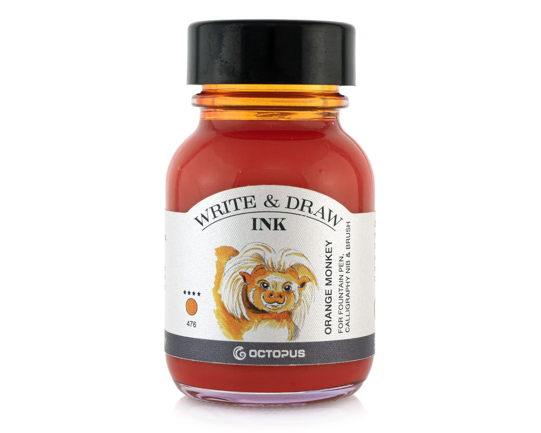 Octopus Write & Draw Ink Orange Monkey, wasserfeste Zeichentinte, 50 ml | Zeichentusche zum Schreibe