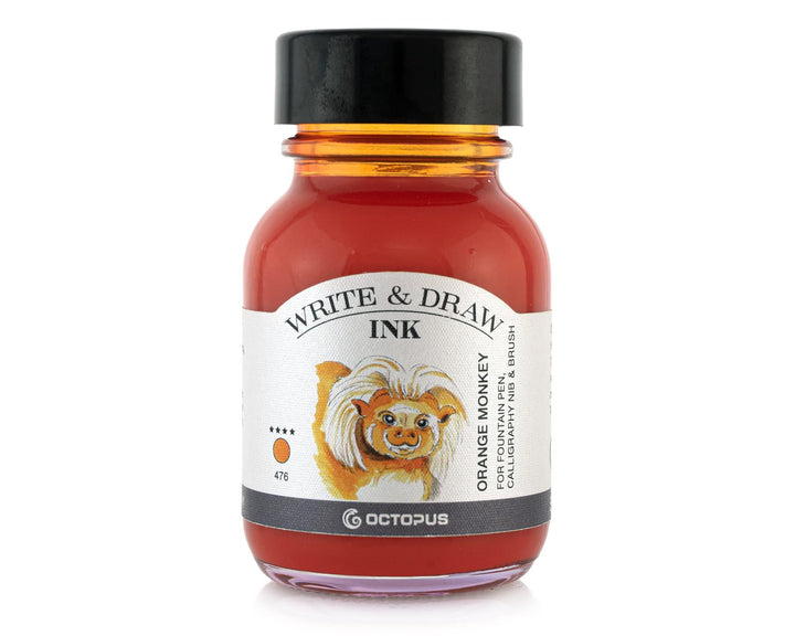 Octopus Write & Draw Ink Orange Monkey, wasserfeste Zeichentinte, 50 ml | Zeichentusche zum Schreibe
