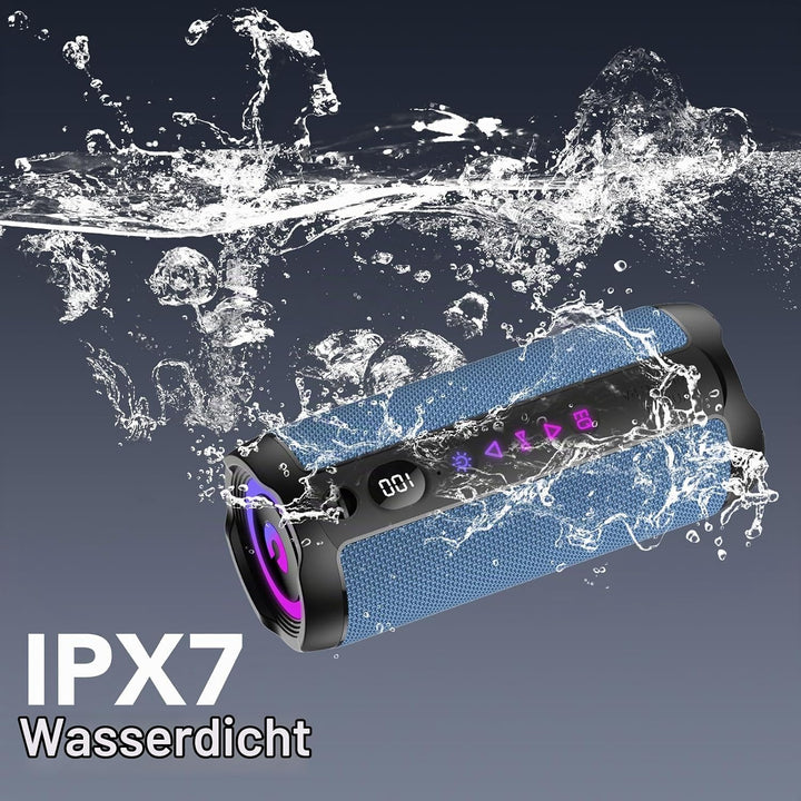 coioc Bluetooth Lautsprecher mit Licht, Bluetooth 5.4 Musikbox,25W Dual Lautsprecher, LED Anzeige &amp;
