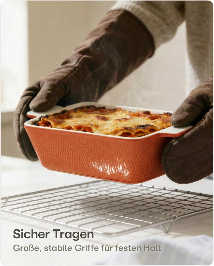 Praknu Auflaufform Klein aus Keramik für 2 Personen - Mini Auflaufform für Tiramisu &amp; Auflauf - Extr