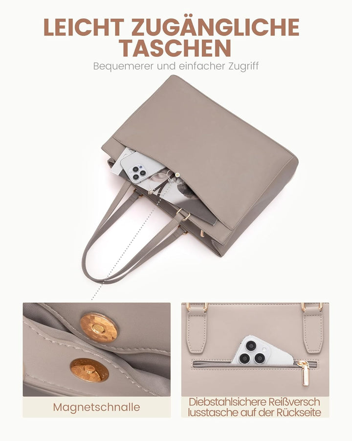 LOVEVOOK Grosse Laptoptasche Damen 17 Zoll, Leicht Aktentasche Arbeitstasche Handtasche, Elegant Lap