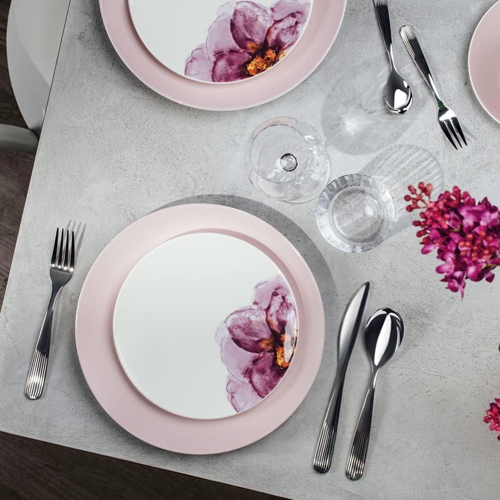 Villeroy & Boch – Rose Garden Tafelbesteck 24 teilig, Edelstahl Besteck Set silbern, rostfrei, gesch