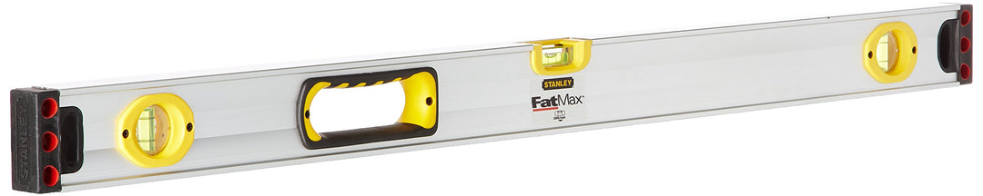 Stanley FatMax Wasserwaage II (90 cm Länge, 1 horizontale/2 vertikale Libellen, Hohlprofil, Aluminiu