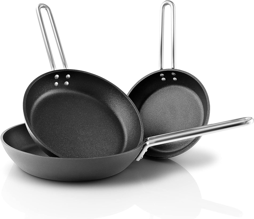 Eva Trio | Profi. bratpfanne Ø24cm | Langlebige und einzigartige Antihaftbeschichtung | Schwarz 24 c
