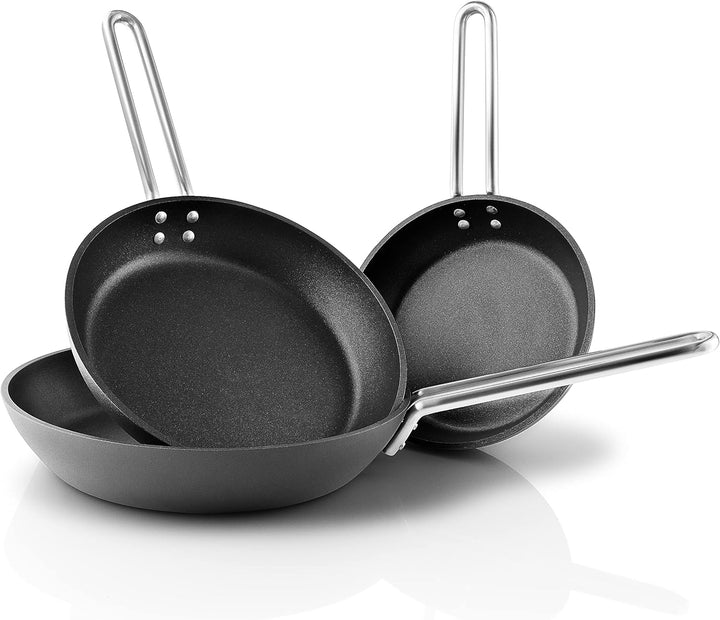 Eva Trio | Profi. bratpfanne Ø24cm | Langlebige und einzigartige Antihaftbeschichtung | Schwarz 24 c