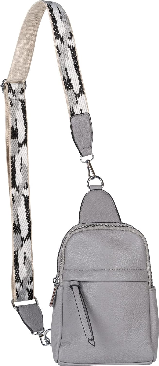 styleBREAKER Damen One Shoulder Rucksack, gemusterter Schultergurt, Einfarbige Crossbody Bag, Cityru