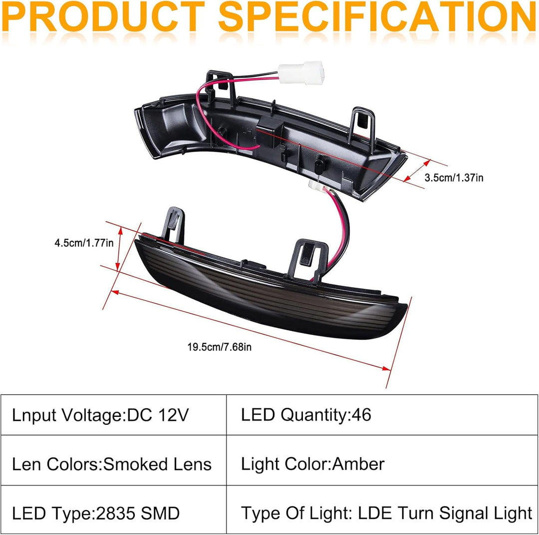 OZ-LAMPE LED Spiegelblinker für VW Golf 5 MK5 Variant GTI EOS Golf 6 Plus Passa-t B5.5-Typ 3BG B6 Ty