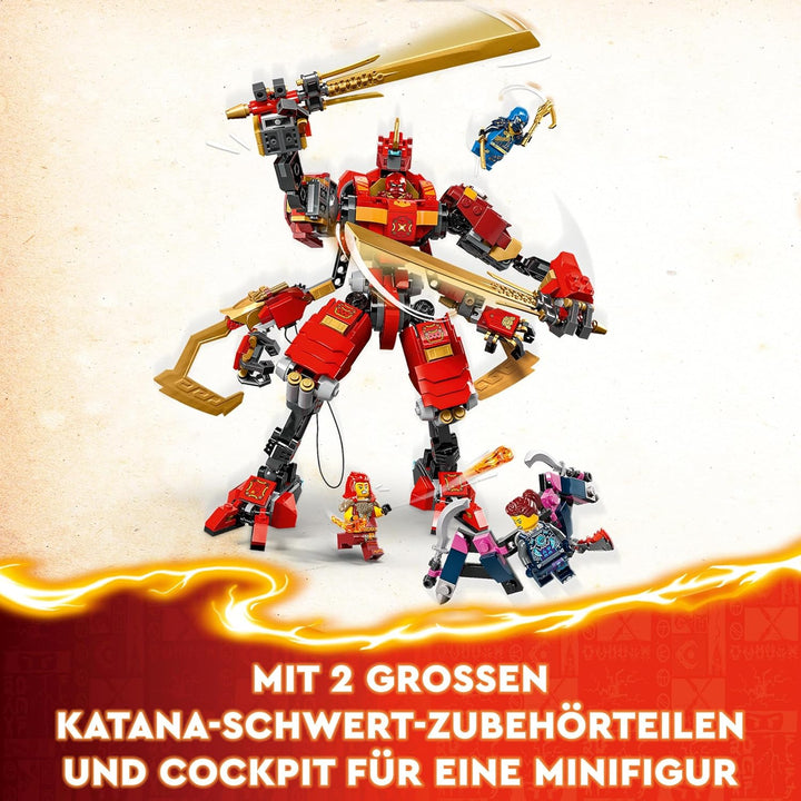 Lego NINJAGO Kais Ninja-Kletter-Mech Set, Ninja-Spielzeug mit baubarer Actionfigur und 4 Mini-Figure