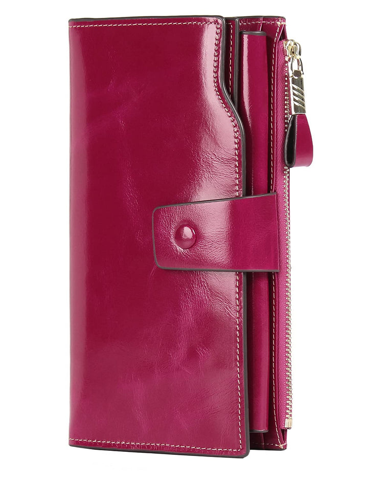 PARVENZA Damen Geldbörse RFID-Blockierung Echtleder Bifold Brieftasche Einheitsgrösse Rosa, Einheits