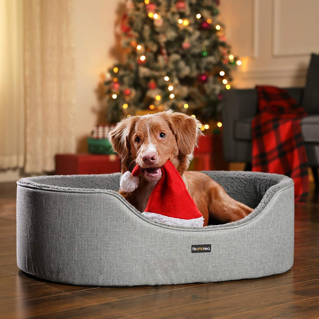 Feandrea Hundebett, Hundekorb, Wendekissen, 83 x 63 x 27 cm, grau PGW32GG Grau L 83 x B 63 x H 27 cm