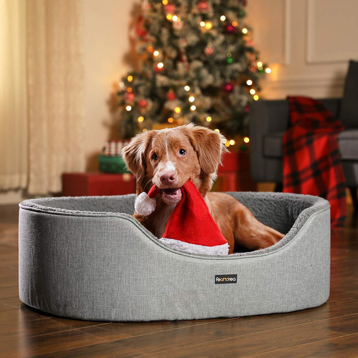 Feandrea Hundebett, Hundekorb, Wendekissen, 83 x 63 x 27 cm, grau PGW32GG Grau L 83 x B 63 x H 27 cm