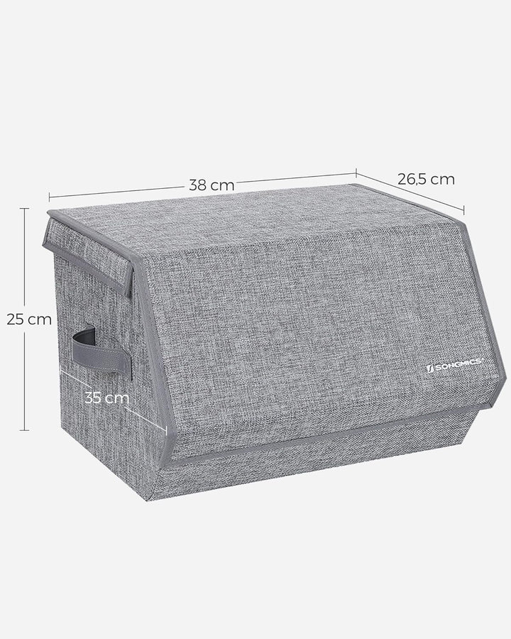 SONGMICS Aufbewahrungsbox, 2er Set, Faltbox, stapelbare Stoffbox, mit magnetischem Klappdeckel, Meta