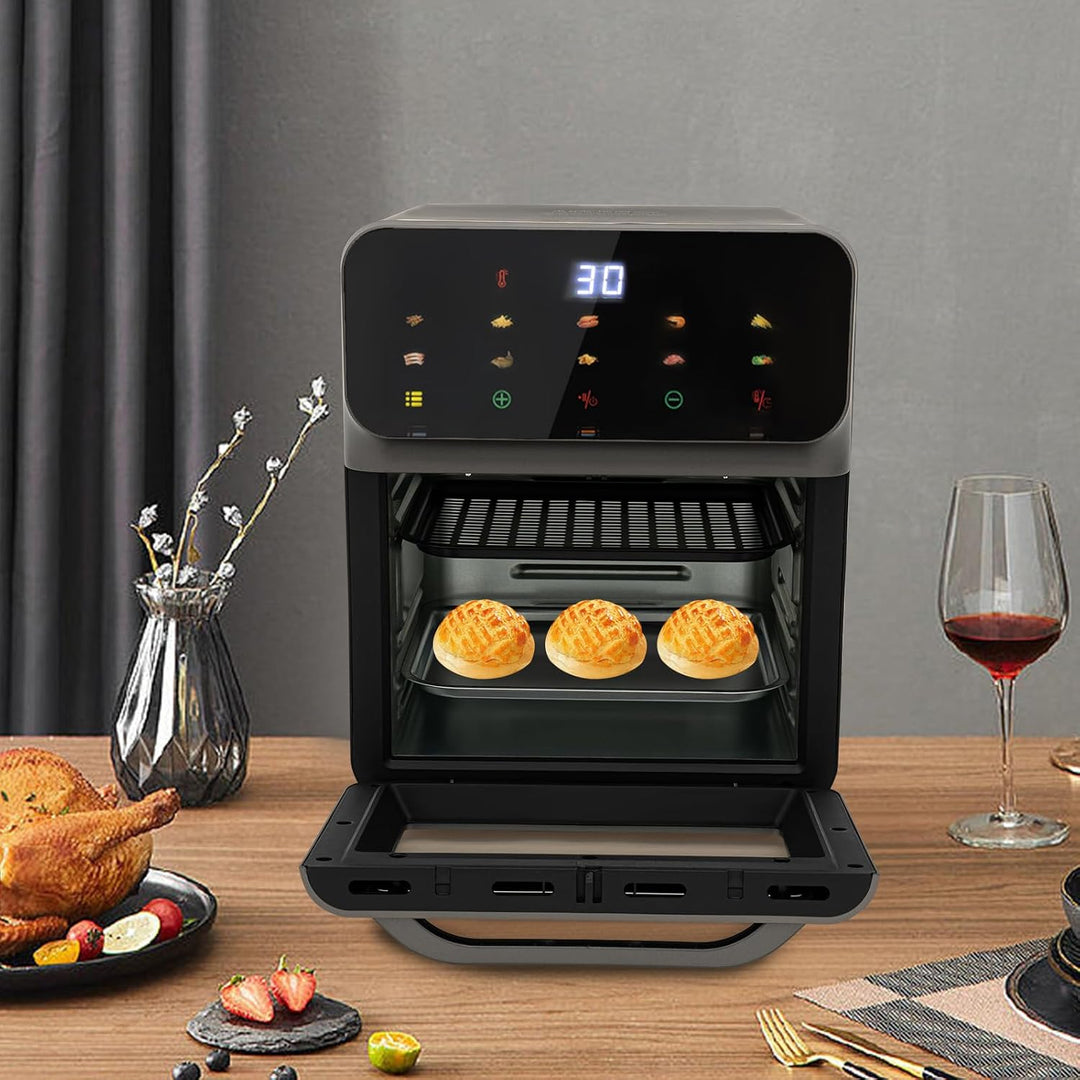 Air Oven Elektrischer Mini Backofen 22L mit Touchscreen &amp; Sichtfenster, Heissluftofen mit Überhitzun
