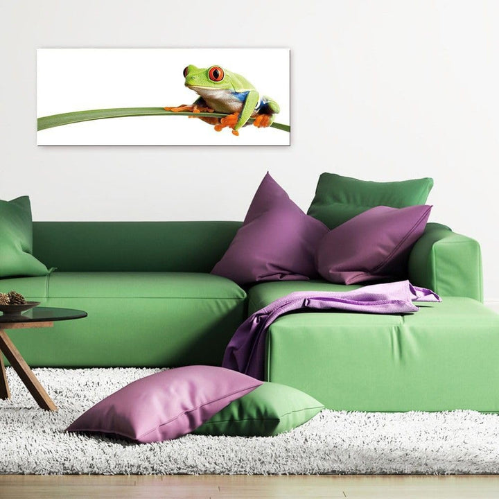 artissimo, Glasbild, 80x30cm, AG1968A, Little Frog, Frosch, grün, Bild aus Glas, moderne Wanddekorat