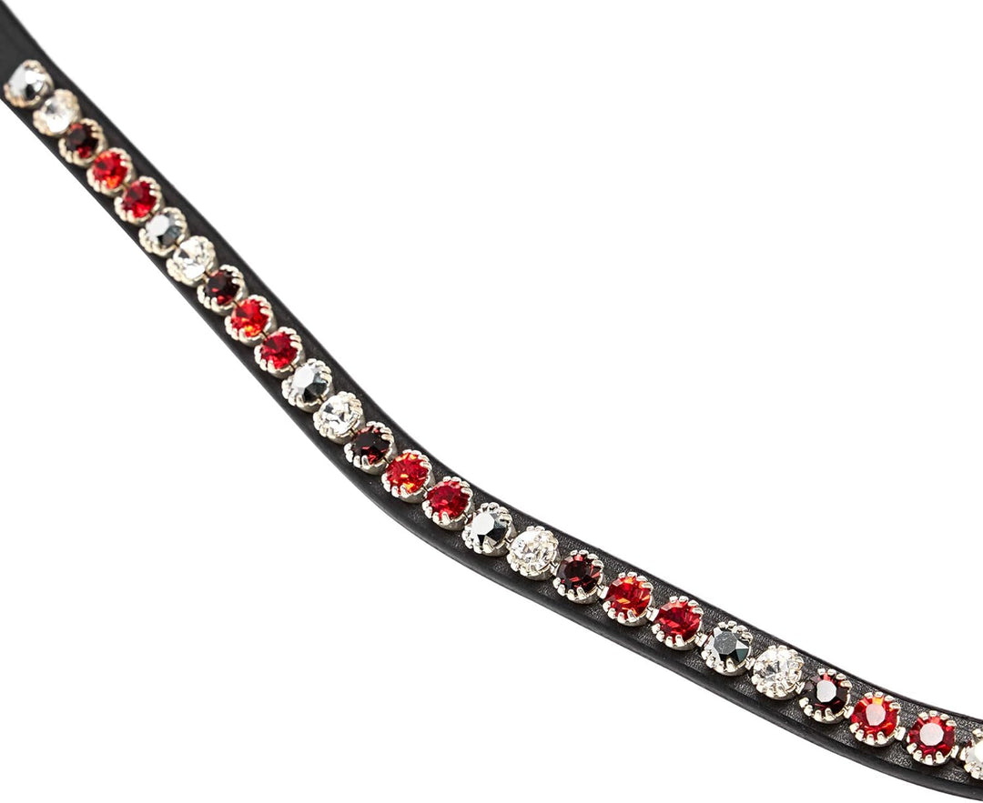 PresTeq Faysport Shinebright Brow Band Black Bordeaux Cob, Schwarz / Burgunderrot Cob