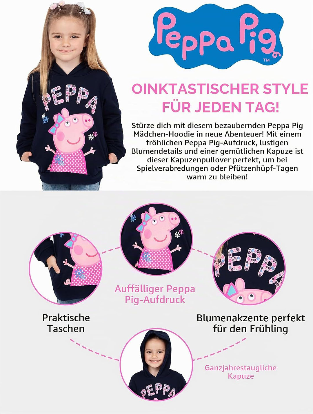 Peppa Wutz Mädchen Peppa Pig Sweatshirt 110 Mehrfarbig, 110 Mehrfarbig