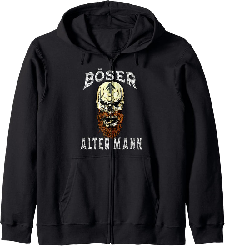 Böser Alter Mann Vater Opa Nordmann Totenkopf Skull Wikinger Kapuzenjacke