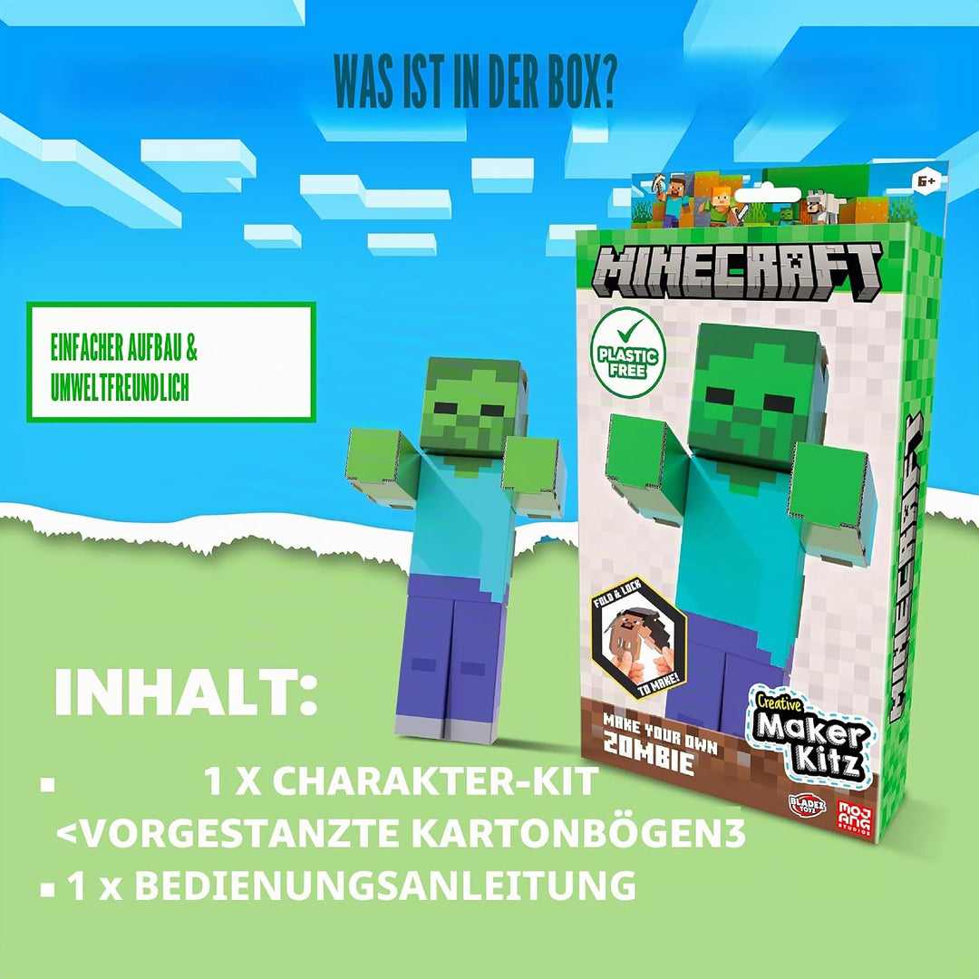 BLADEZ Minecraft Make Your Own Zombie, Lizenziertes Bastelset, Kunst und Handwerk für Jungen und Mäd