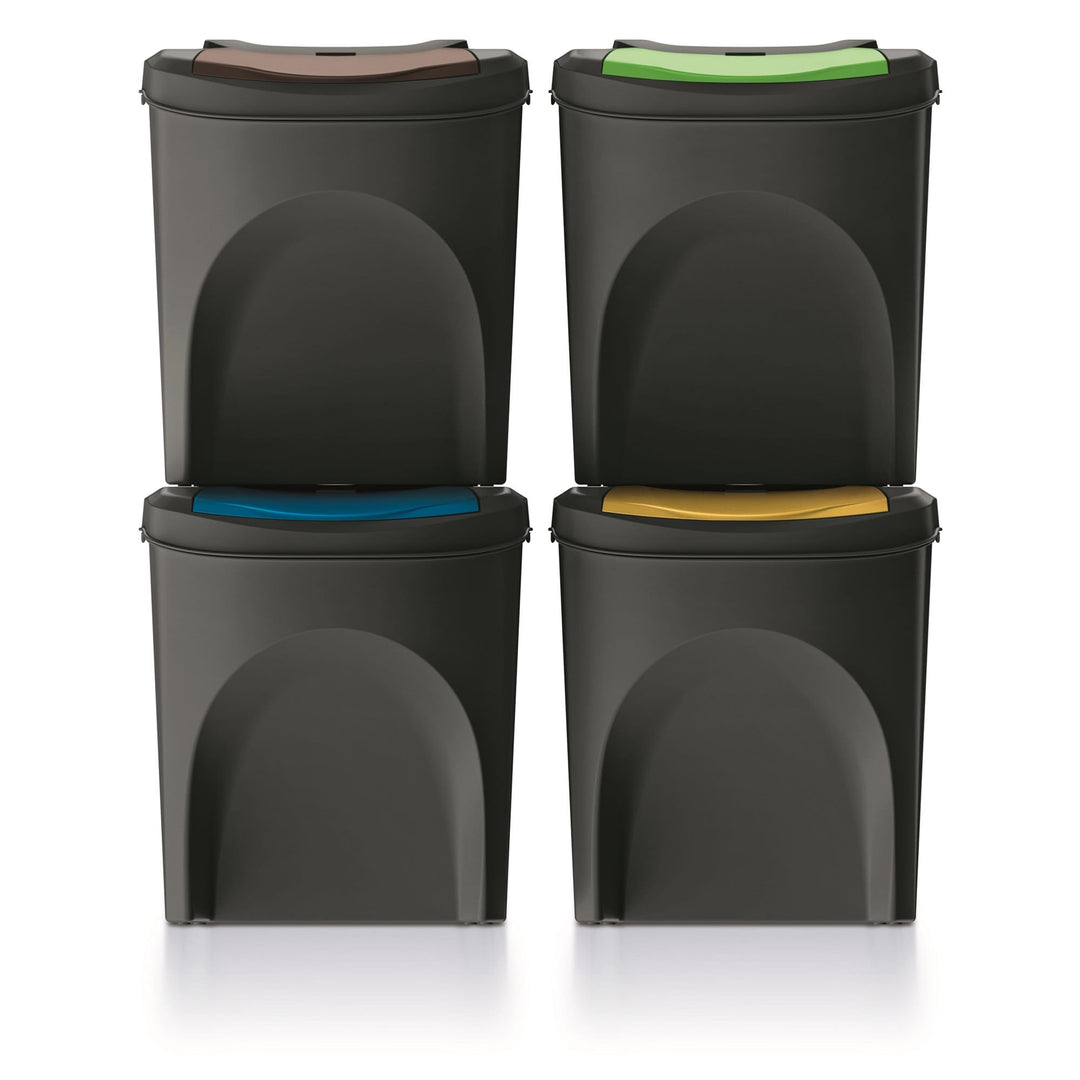 Set von 4 Mülltonnen KEDEN SORTIBOX aus 100% recyceltem Kunststoff, schwarz, 100L