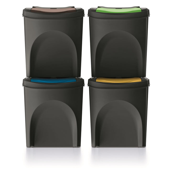 Set von 4 Mülltonnen KEDEN SORTIBOX aus 100% recyceltem Kunststoff, schwarz, 100L
