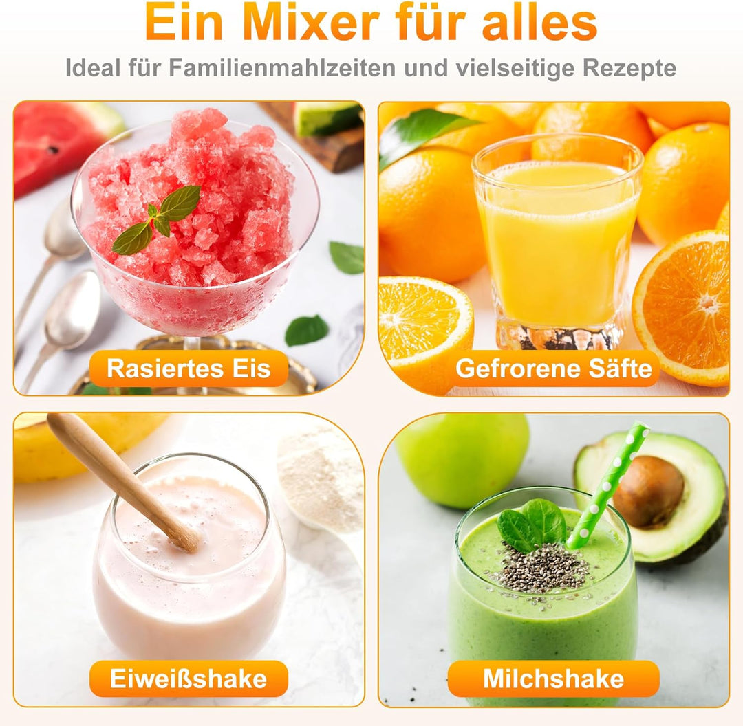 Tragbarer Mixer und Smoothie Maker to go, 650ml Abnehmbarer Behälter, 4000mAh Kabellos & Wiederaufla