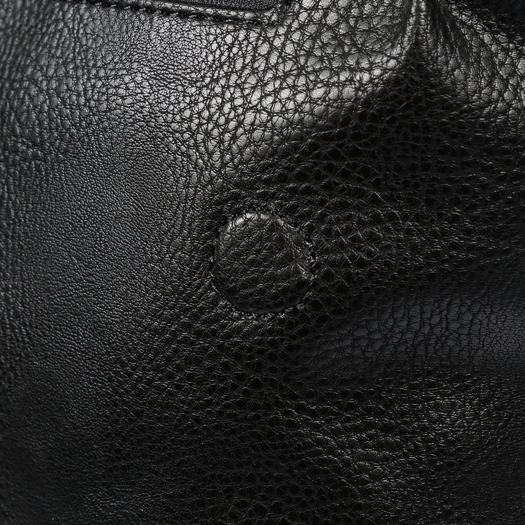 Christian Wippermann grosser Damen Rucksack Tasche in Leder Optik mit Laptopfach schwarz, Schwarz