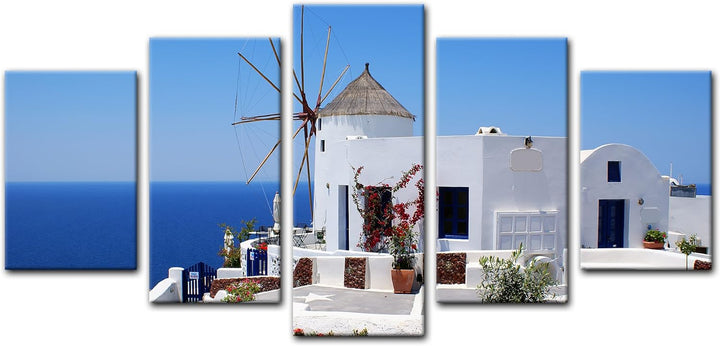 Bilderdepot24 Bild auf Leinwand | Griechische Mühle in 70x50 cm als Wandbild | Wand-deko Dekoration