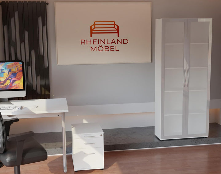 Rollcontainer CADI 43×58×59 cm – abschliessbarer Bürocontainer in Weiss mit Orga-, Universal- und Hä