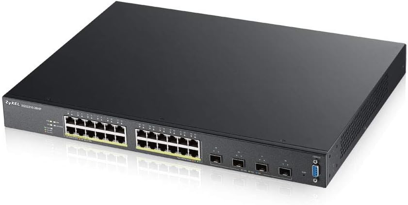 Zyxel 24-Port Gigabit Layer 2 Managed Switch mit PoE+ mit 375 Watt max., 4x 10G [XGS2210-28HP], XGS2