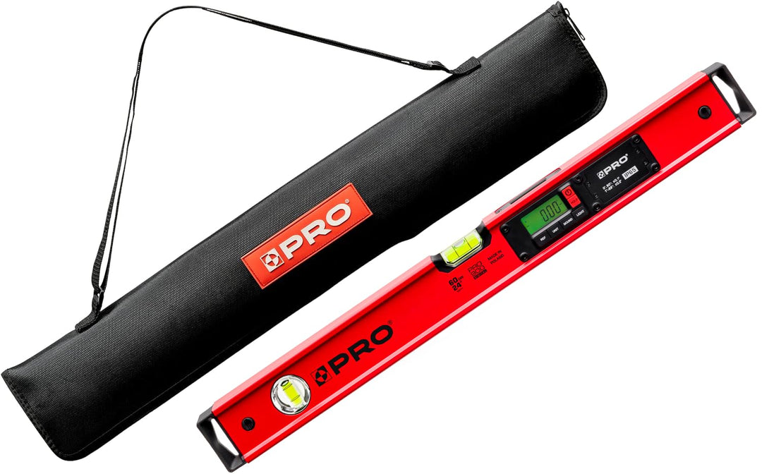 PRO900 Digitale Wasserwaage 60cm mit 2 LCD Displays und Abdeckung - Elektronische Wasserwaage mit Me