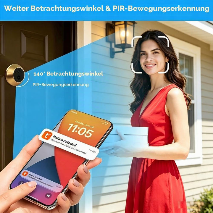 PDG1 WLAN Türspion Kamera mit 3,0 MP mit 4,3 Zoll Farbbildschirm, Digitaler Türspion Kamera mit 32GB