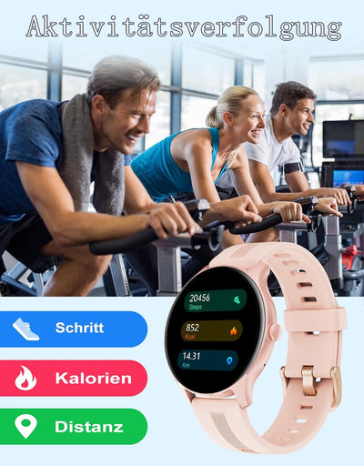 HUAKUA Smartwatch mit Telefonfunktion, für Damen Herren mit Bluetooth Anrufe Fitnessuhr mit SpO2-Übe