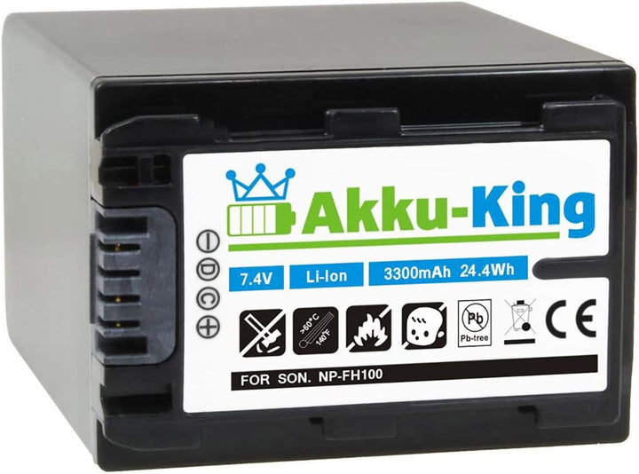 Akku-King Akku kompatibel mit Sony NP-FH100 - Li-Ion 3300mAh - für DCR- u. HDR-Serie u.a. DCR-DVD150
