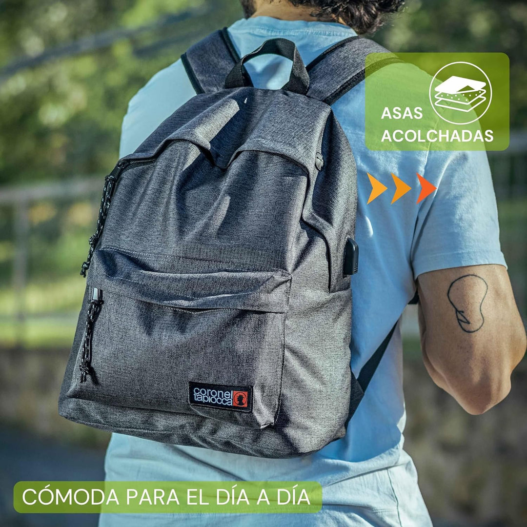 Coronel Tapiocca Herren Rucksack Urban Laptop Backpack 31x40x13 Grau, Grau