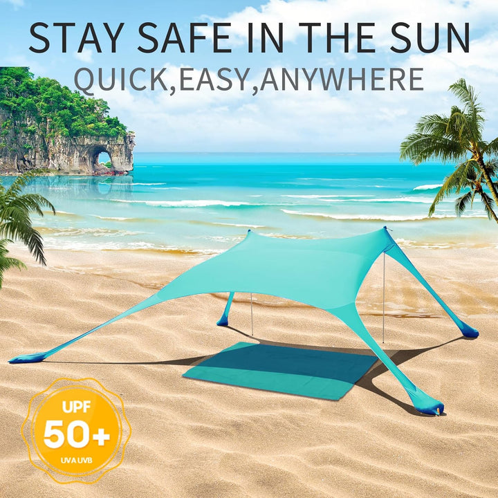 Strandzelt, Pop-Up, 2x2.1 m, LSF 50, Lycra, Sonnenschutz, für den Aussenbereich, Anti-Wind, Sonnensc