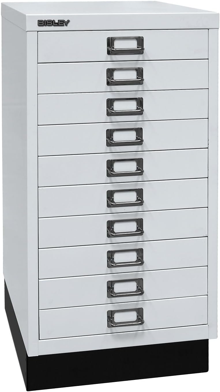 BISLEY MultiDrawer, 29er Serie mit Sockel, DIN A3, 10 Schubladen, Metall, 645 Lichtgrau, 43.2 x 34.9
