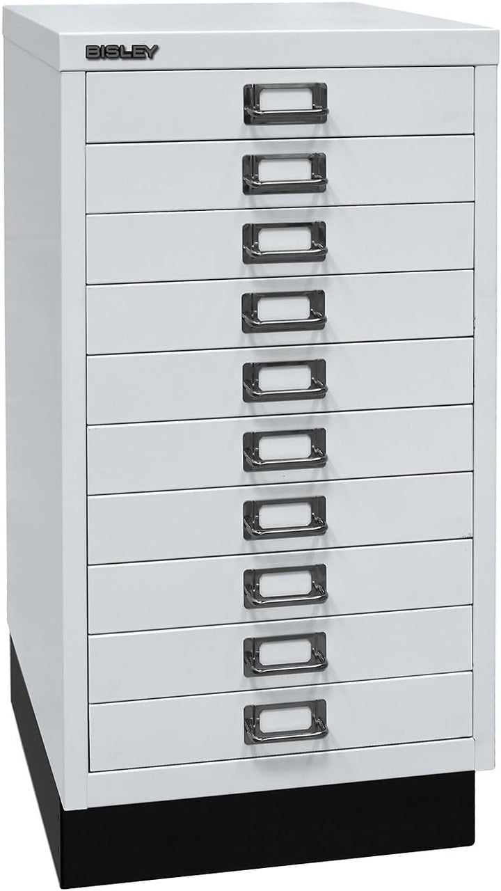 BISLEY MultiDrawer, 29er Serie mit Sockel, DIN A3, 10 Schubladen, Metall, 645 Lichtgrau, 43.2 x 34.9
