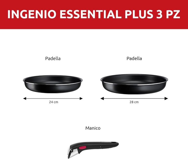 Lagostina Ingenio Essential Plus Antihaft-Töpfe und Pfannen-Set aus Aluminium für Gas und Backofen,