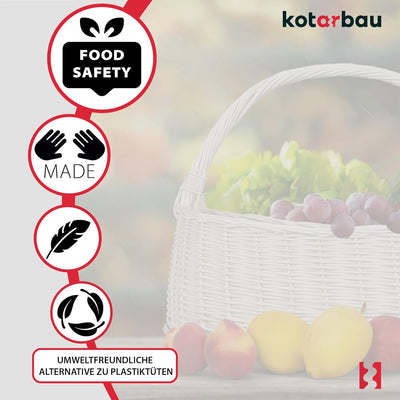 KOTARBAU® Weidenkorb Einkaufskorb geflochten 440 x 280 mm Korb aus Weide Weiss gross Einkaufskorb ge