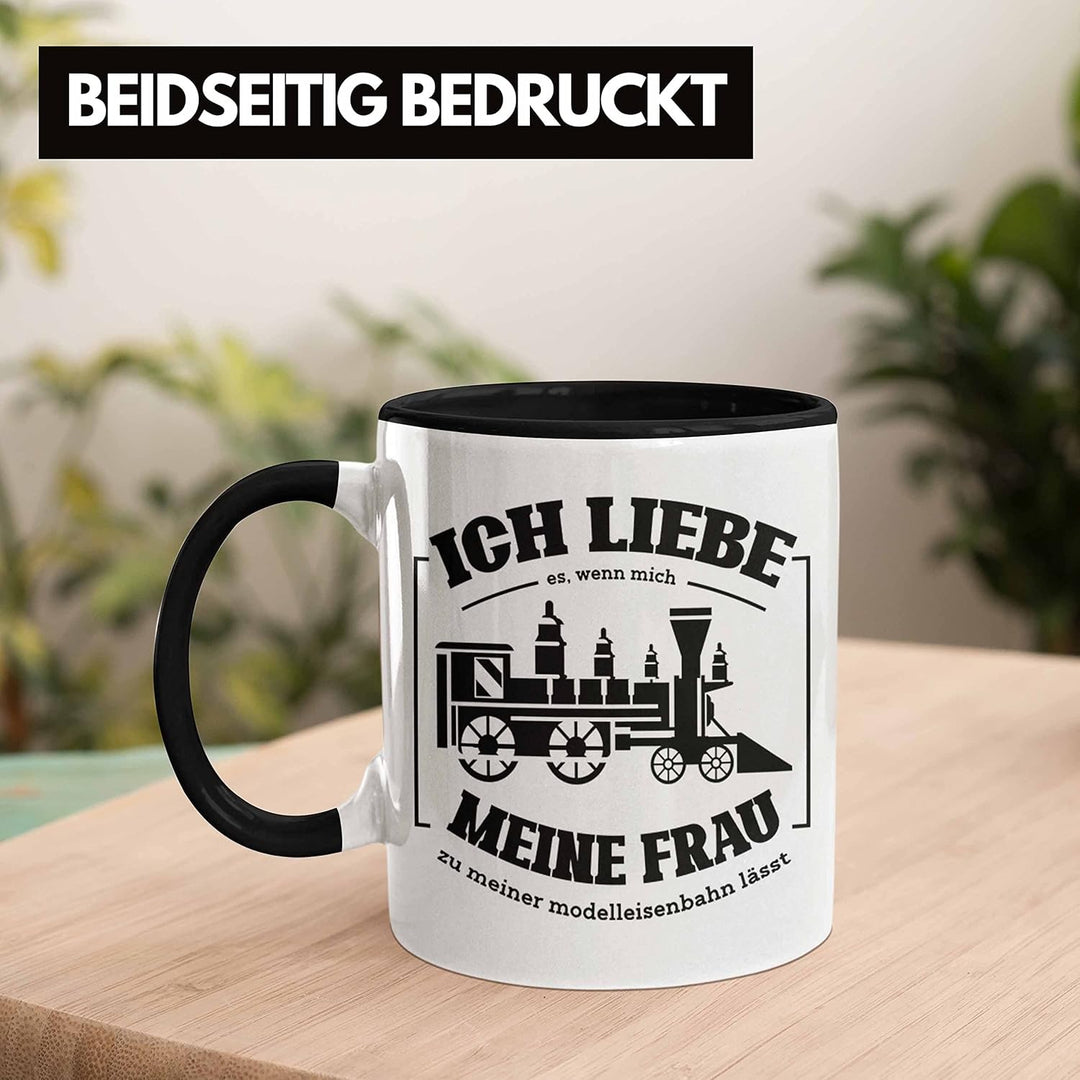 Trendation - Lustige Modelleisenbahn Tasse Geschenk für Eisenbahner (Schwarz), Schwarz
