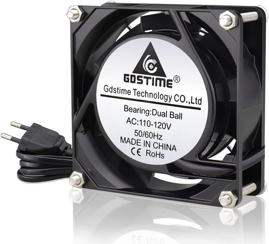 GDSTIME 80mm Lüfter 80 x 25mm 230V Lüfter Dual Kugellager 240V 80mm Lüfter AC 220V Kühlung Lüfter 80