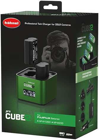 Hähnel Pro Cube 2 Doppelladegerät für DSLR-Kamera Akkus, mit Mingon-Einsatz, Display und Autoladeger