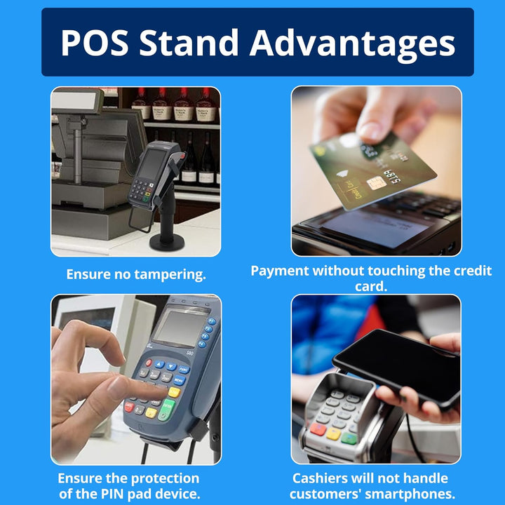 Stand PAX S80 Card Reader Payment Terminal, Swivels 180 ° and Tilt 45 ° 3M Adhesive Professional for