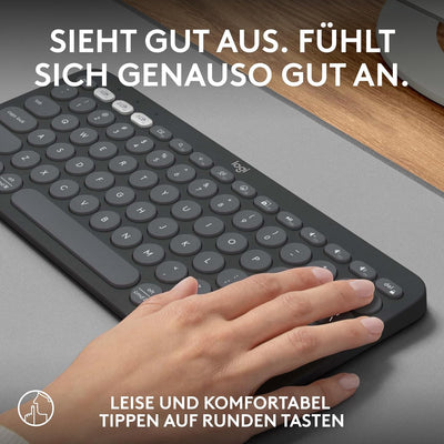 Logitech Pebble Keys 2 K380s, kabellose Multi-Device Bluetooth-Tastatur mit anpassbaren Sondertasten