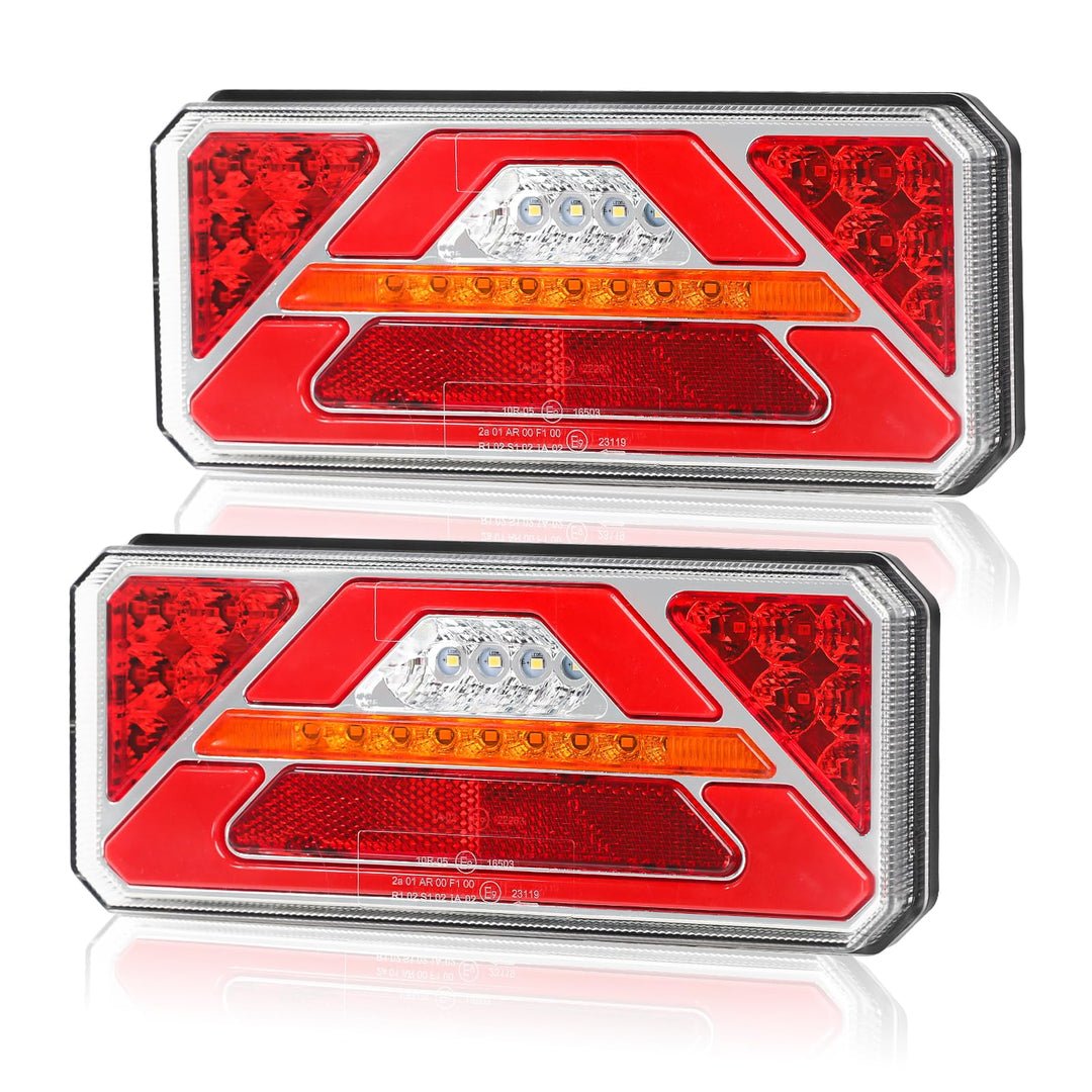 2 Stück LED Anhänger Rücklicht, 12V 24V Rückleuchten, IP67 Wasserdicht mit Fahr, Brems, Lenk, Rückfa