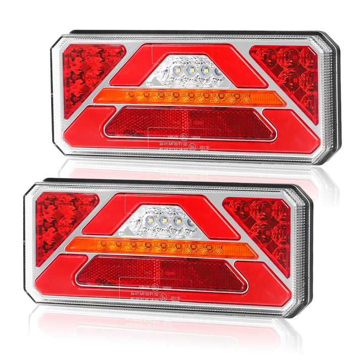 2 Stück LED Anhänger Rücklicht, 12V 24V Rückleuchten, IP67 Wasserdicht mit Fahr, Brems, Lenk, Rückfa