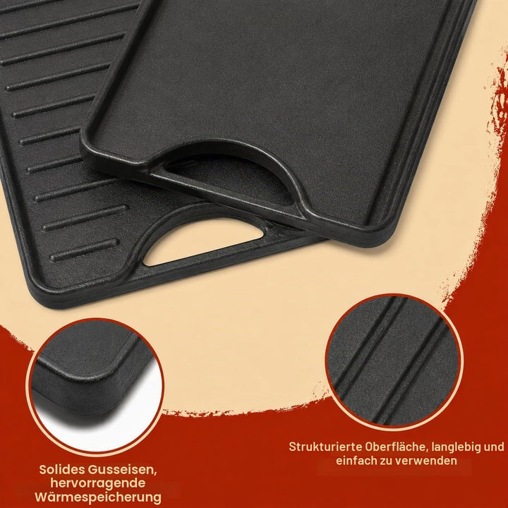 Denmay 50,8 x 26,6cm Gusseisen-Grillplatte für Gasherd, Vorgewürzter reversibler Kochgrill &amp; Grillpf