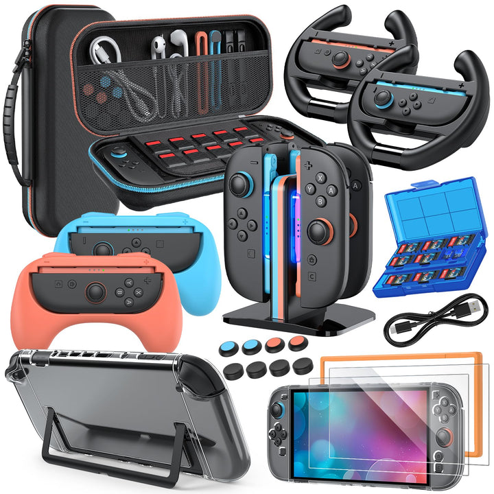 Switch 2 Zubehör, Bundle Tasche für Nintendo Switch 2 (2025), MENEEA 20-in-1-Set: Tragetasche, Contr