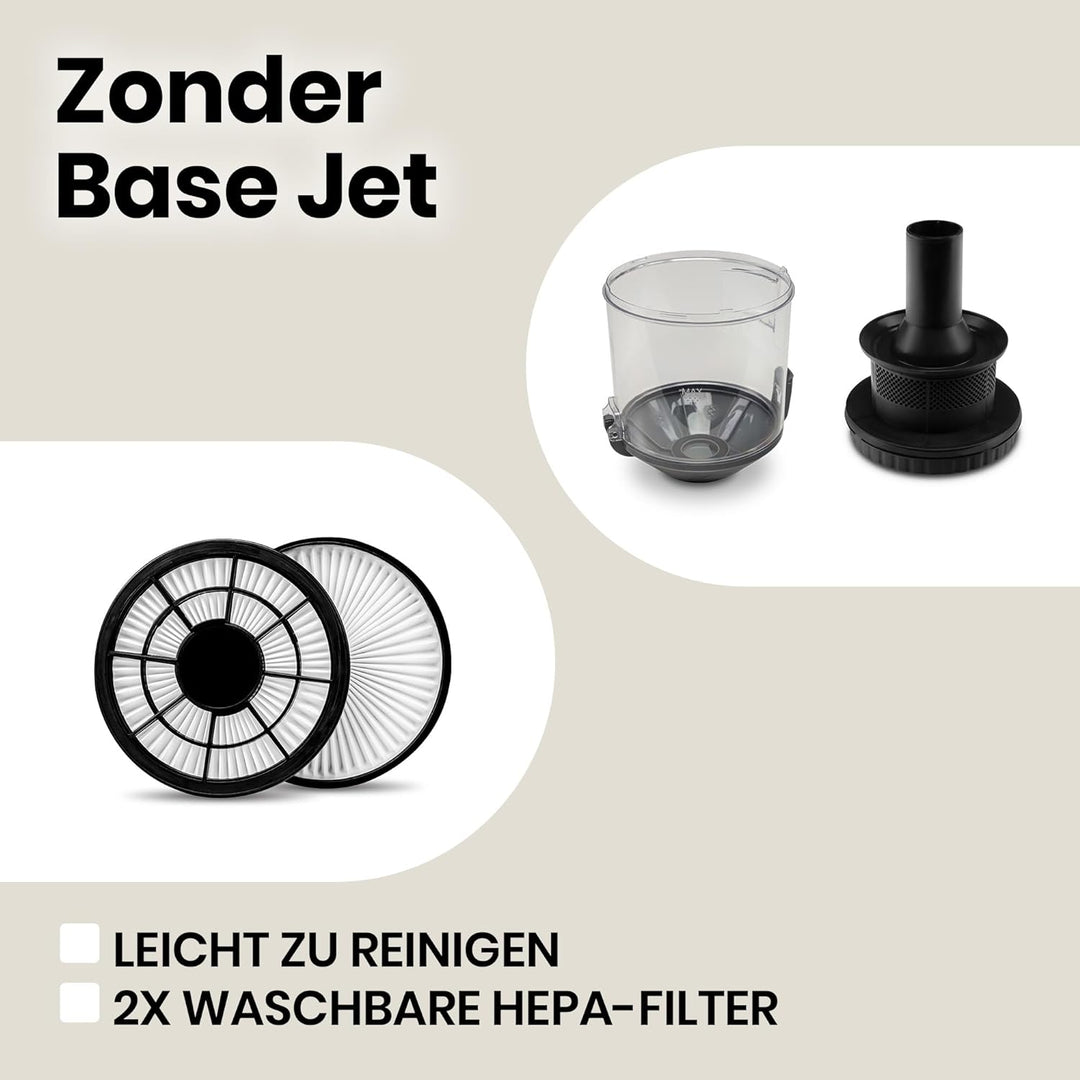 Zeegma Zonder Base Jet Staubsauger beutellos mit Set von Aufsätzen, Zyklontechnologie, PowerSuction