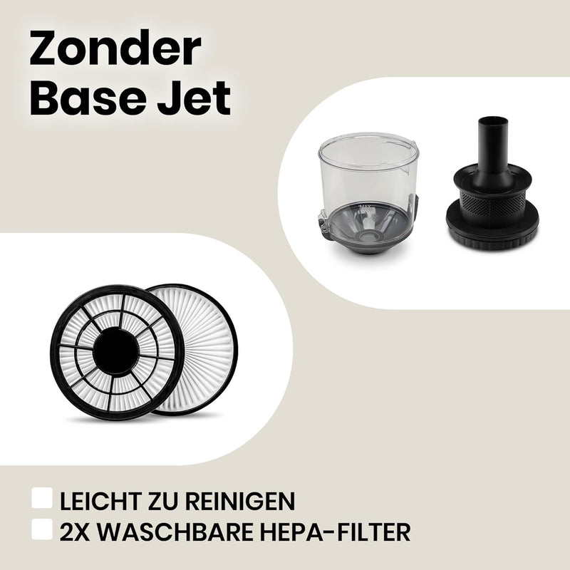 Zeegma Zonder Base Jet Staubsauger beutellos mit Set von Aufsätzen, Zyklontechnologie, PowerSuction